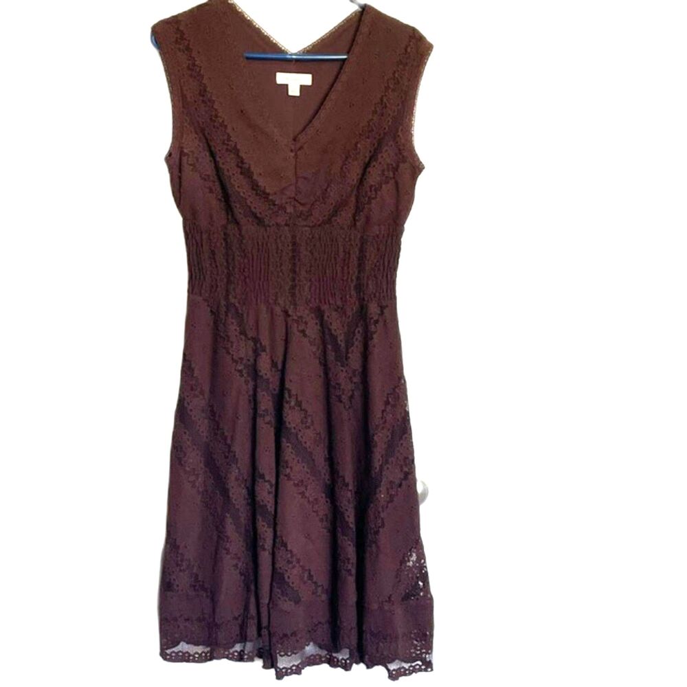 Dressbarn Vintage Y2K Brown Lace Midi Dress Size 8 Western Cowgirl Whimsigoth